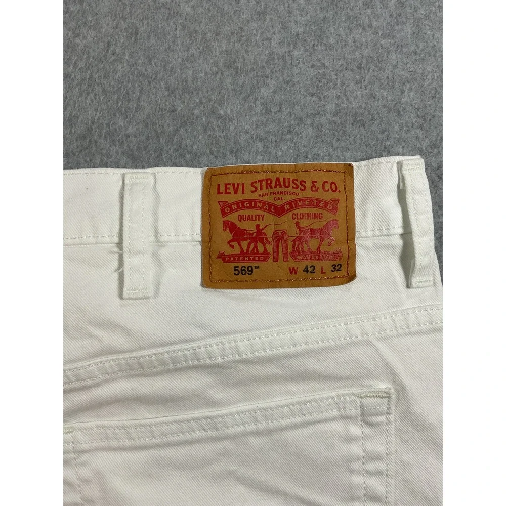 Levis 569 Loose Straight Fit White Denim Jeans Mens 42x32 00569-0164 1642